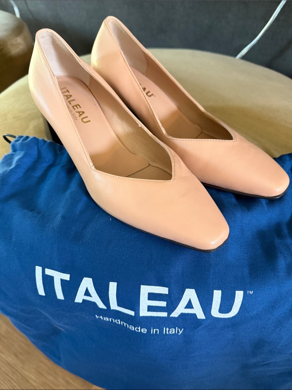 ITALEAU Women's Blush Leather Pointed-Toe Heels
